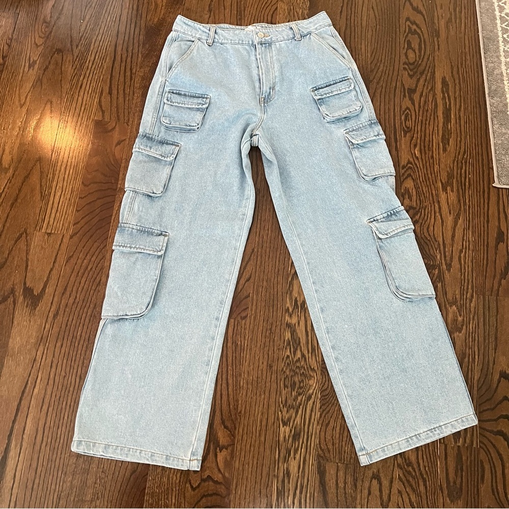 Forever 21 Light Blue Cargo Jeans